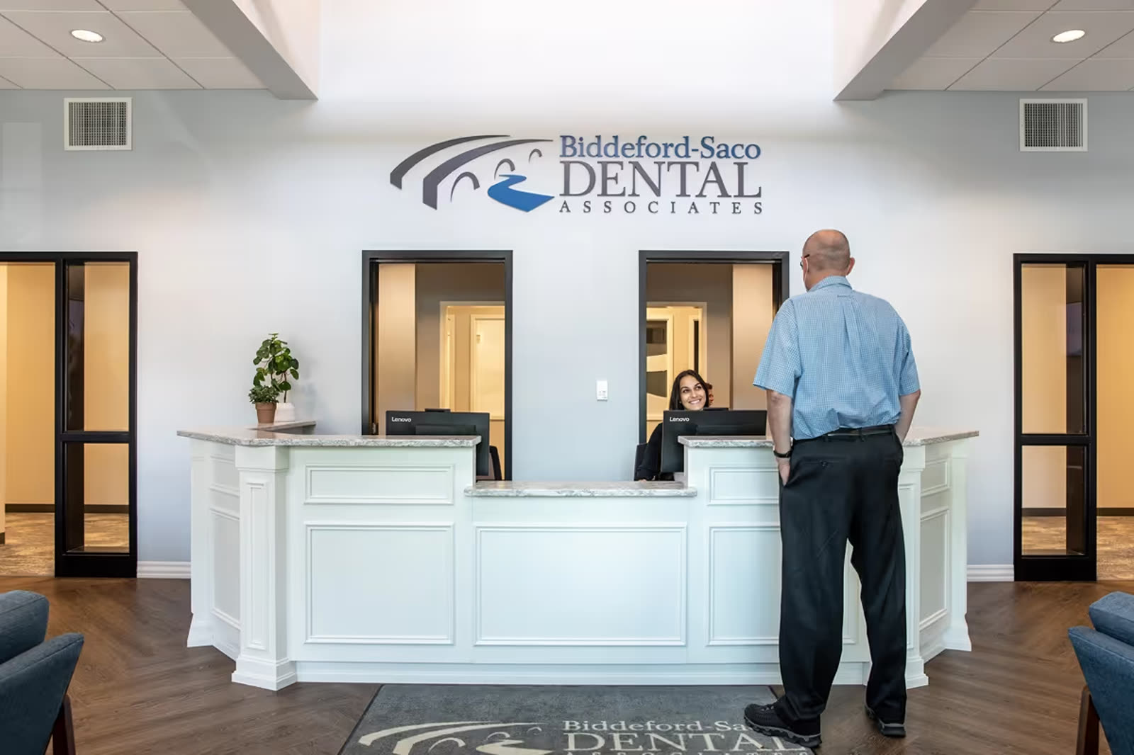 Front desk and check-in area at the dental office