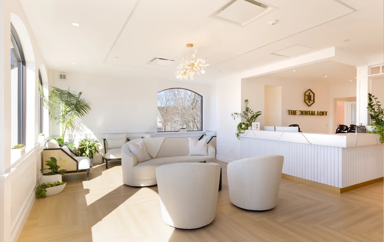Patient waiting lounge with natural light