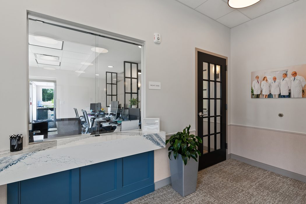 Patient waiting room with large windows