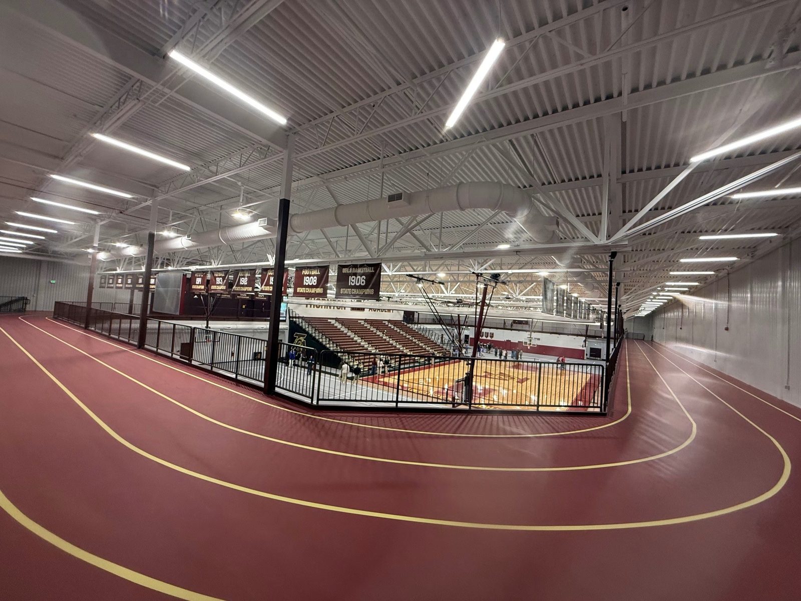 Running track and ductwork at Miles Field House