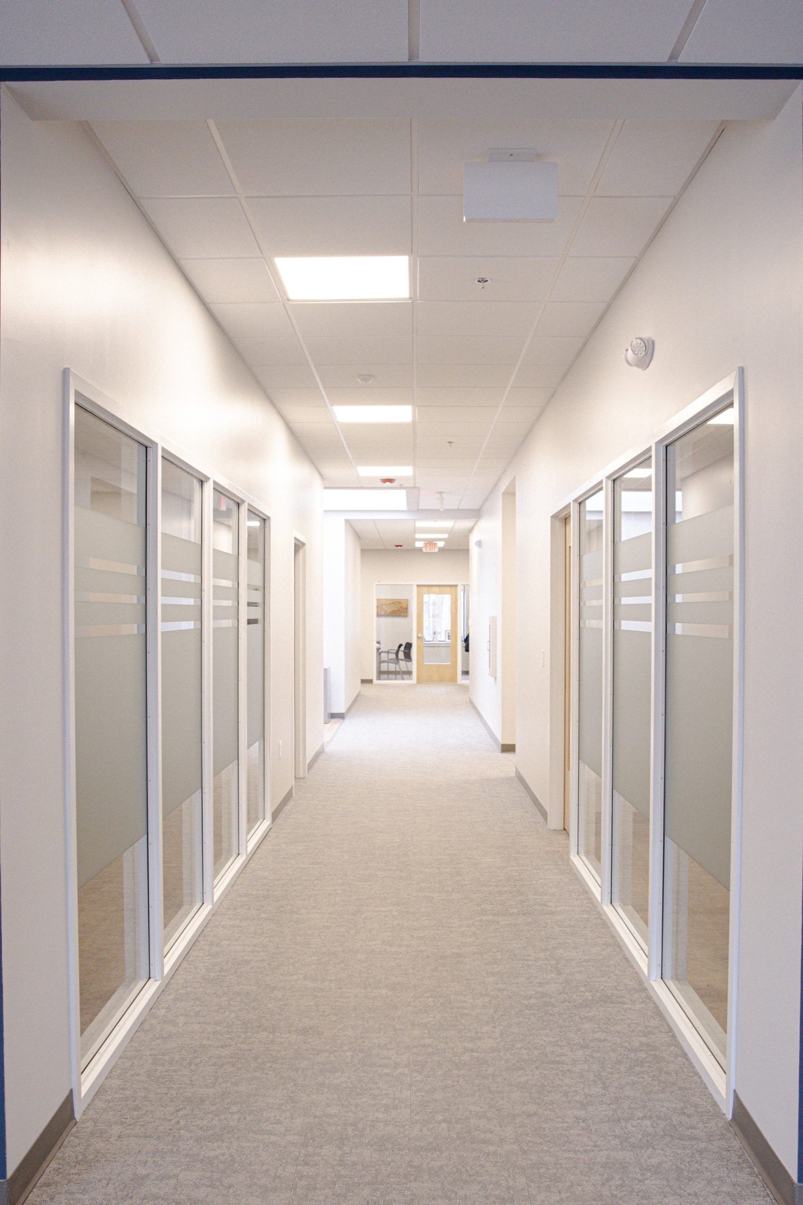 Corridor lined with private offices